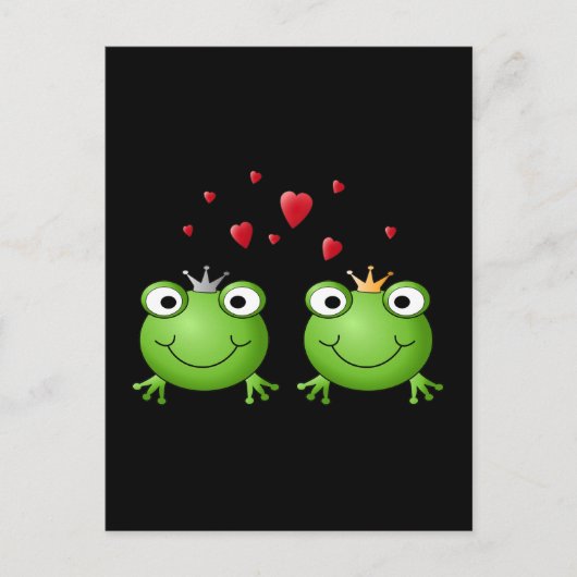Kikker Couple met hart. Briefkaart (Voorkant)