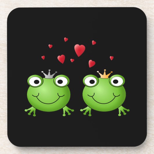 Kikker Couple met hart. Onderzetter (Voorkant)