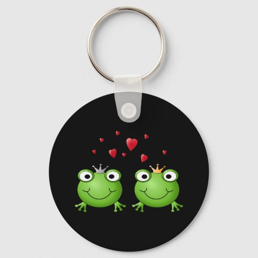 Kikker Couple met hart. Sleutelhanger (Voorkant)