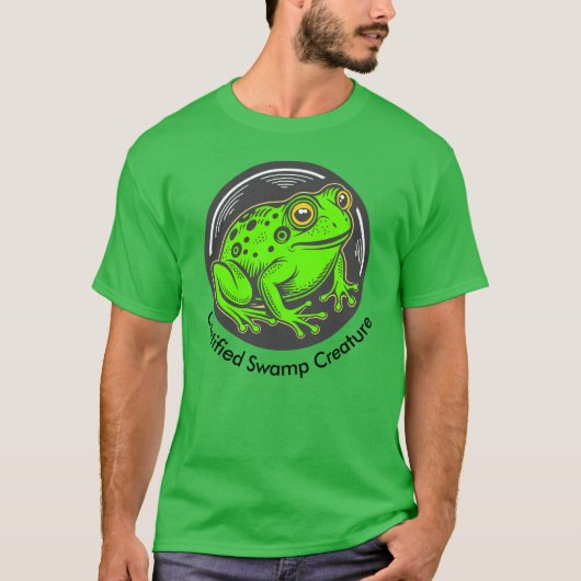 Kikker Custom Text Gecertificeerd Swamp Creature T-shirt (Voorkant)