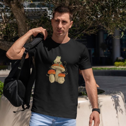 Kikker die banjo speelt op paddenstoel t-shirt