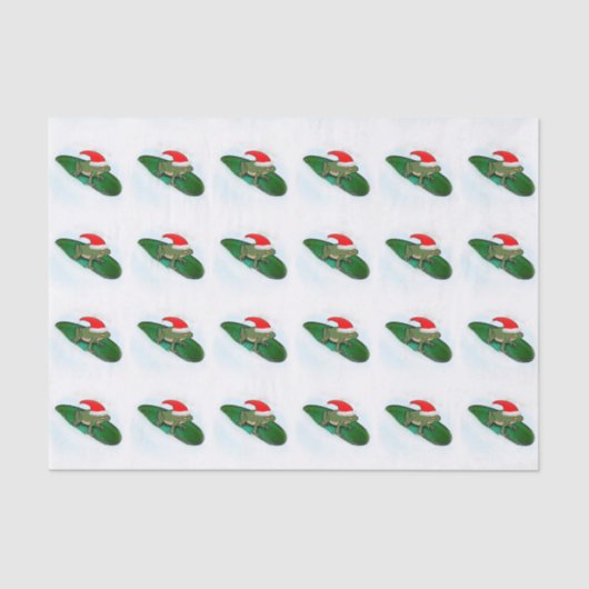 Kikker die door de sneeuw op een Lily Pad loopt Tissuepapier (Voorkant)