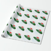 Kikker die door de sneeuw sprint cadeaupapier (Uitgerold)