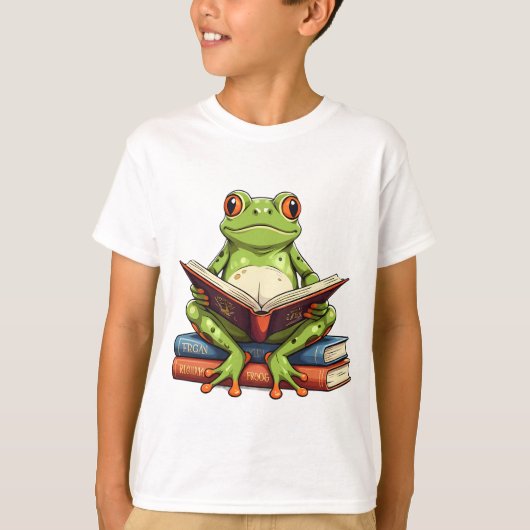 Kikker die een boek leest t-shirt (Voorkant)
