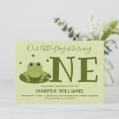 Kikker die één groene diersoort voor de eerste geb kaart (Staand voorkant)