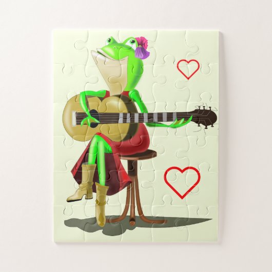 Kikker die gitaar Puzzle speelt Legpuzzel (Verticaal)
