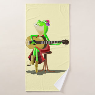 Kikker die gitaar speelt badhanddoek