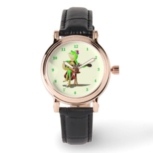 Kikker die gitaar speelt Romantisch Grappig Horlog Horloge