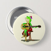 Kikker die gitaar speelt ronde button 7,6 cm (Voorkant /achterkant)