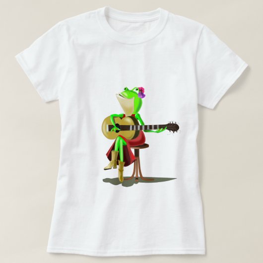 Kikker die gitaar T-Shirt Fun speelt (Design voorkant)