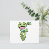 Kikker die loopt met zweetband briefkaart (Staand voorkant)