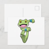 Kikker die loopt met zweetband briefkaart (Voorkant / Achterkant)