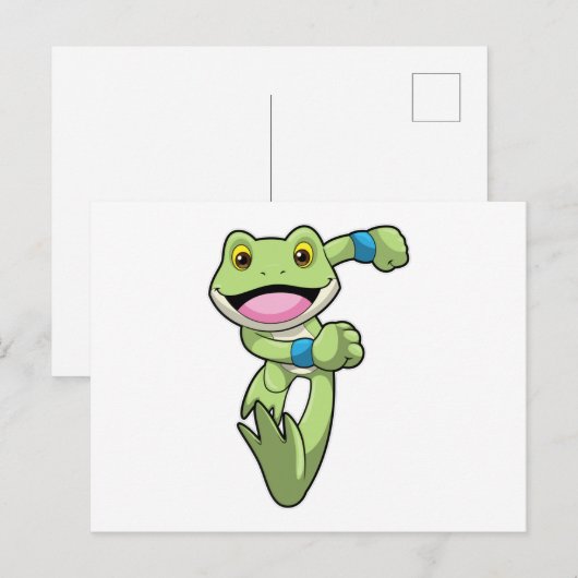 Kikker die loopt met zweetband briefkaart (Voorkant / Achterkant)