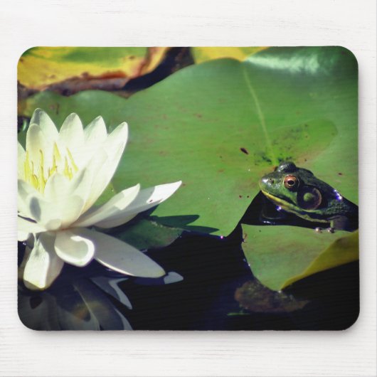 Kikker die Lotus Water Lily Flower Muismat (Voorkant)