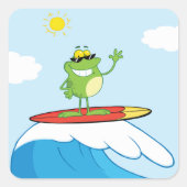 Kikker die op een golflengte zit vierkante sticker (Voorkant)