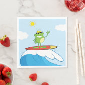 Kikker die op een golvende luiers surft servet (Insitu)