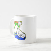 Kikker die vogel koelt, geeft nooit op koffiemok (Voorkant links)