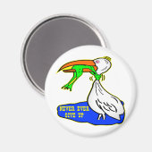 Kikker die vogel koelt, geeft nooit op magneet (Voorkant / Achterkant)