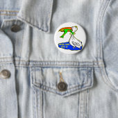 Kikker die vogel koelt, geeft nooit op ronde button 5,7 cm (In situ)