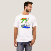 Kikker die vogel koelt, geeft nooit op t-shirt (Voorkant volledig)