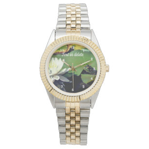 Kikker die water Lily op maat toedient Horloge