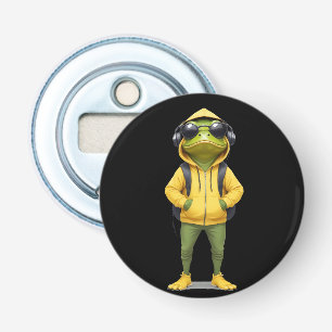 Kikker Dragen Hoodie Grappig Cool Dier karakter Button Flesopener