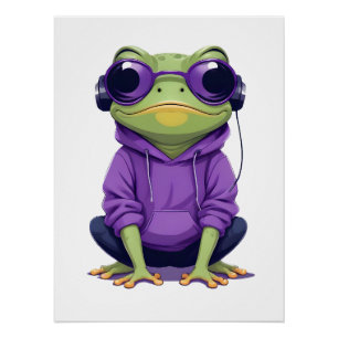 Kikker Dragen Hoodie Grappig Cool Dier karakter Perfect Poster