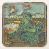 Kikker, dragonfly en Lily Pad Flower  Art Kartonnen Onderzetters (Voorkant)