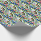 Kikker drijvend op een flip-flip cadeaupapier (Hoek)