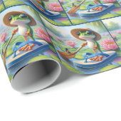 Kikker drijvend op een flip-flip cadeaupapier (Rol Hoek)