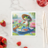 Kikker drijvend op een flip-flop servet (Insitu)