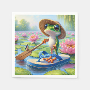 Kikker drijvend op een flip-flop servet