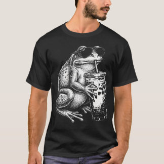 Kikker drinkt ijskoude koffie Grappig dier T-shirt
