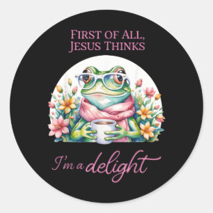Kikker Eerst Jezus Denkt Een Genot Christelijk Ronde Sticker