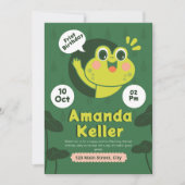 Kikker Eerste Verjaardag Uitnodiging (Voorkant)