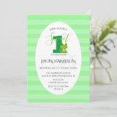 Kikker Eerste verjaardag Uitnodiging Stripes (Staand voorkant)