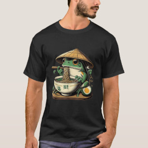 Kikker eet Ramen Kawaii Neko Japanse Noedels T-shirt