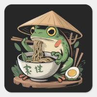 Kikker eet Ramen Kawaii Neko Japanse Noedels