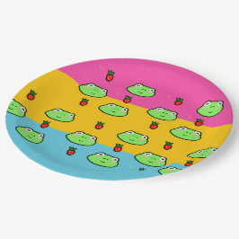 Kikker en aardbeienliefhebber papieren bordje