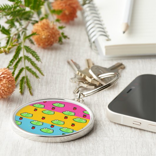 Kikker en aardbeienliefhebber sleutelhanger (Zijkant)