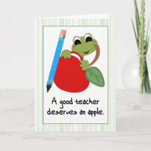 Kikker en Apple Good Teacher Appreciation Dank je Bedankkaart