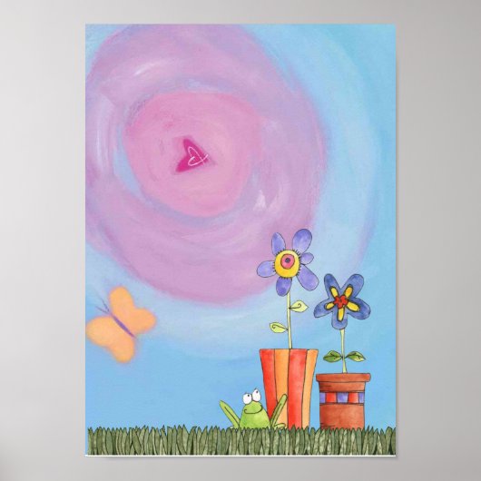 kikker en bloemen poster (Voorkant)