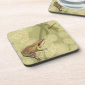 Kikker en dragonfly op waterlilie bier onderzetter (Linkerzijde)