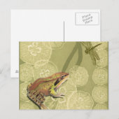 Kikker en dragonfly op waterlilie briefkaart (Voorkant / Achterkant)
