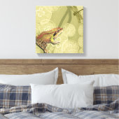 Kikker en dragonfly op waterlilie canvas afdruk (Insitu (Slaapkamer))