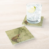 Kikker en dragonfly op waterlilie glazen onderzetter (Schuin)