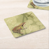 Kikker en dragonfly op waterlilie kartonnen onderzetters (Schuin)