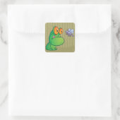 Kikker en dragonfly vierkante sticker (Tas)