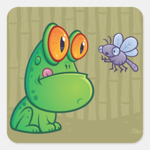 Kikker en dragonfly vierkante sticker