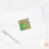Kikker en dragonfly vierkante sticker (Envelop)